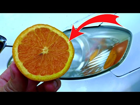 Видео: Потрите запотевшие фары апельсином и посмотрите, что произойдет!
