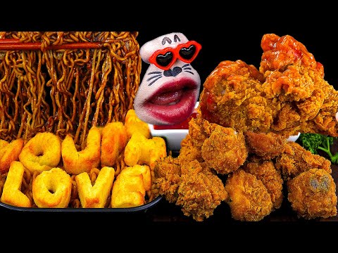 Видео: Домашний мукбан: Джапагетти, картошка-фри буквы, цыпленок с соусами чили и чеддер ASMR