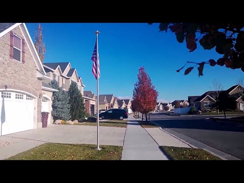 Видео: США. Юта. Прогулка, американские улицы.  Красивый район Хериман. Осень. Америка