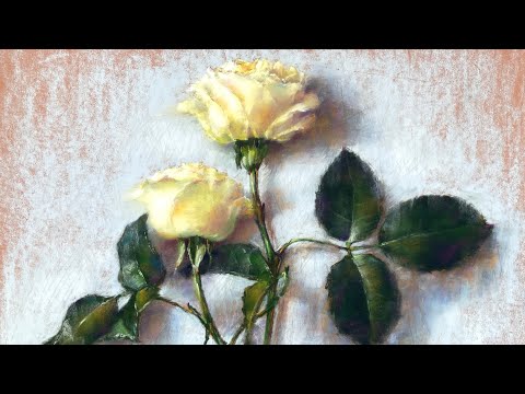 Видео: Розы. Таймлапс урока из моего онлайн курса «Цветущая пастель»