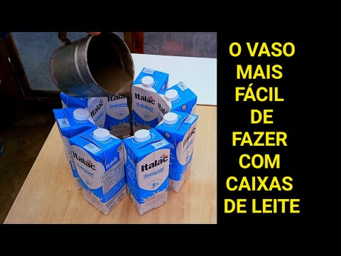 Видео: Как сделать вазу из цемента из пакета из-под молока, простые в изготовлении вазы.