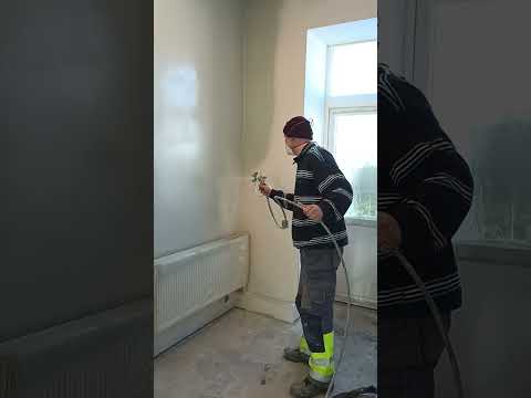 Видео: Покраска безвоздушником,офис.