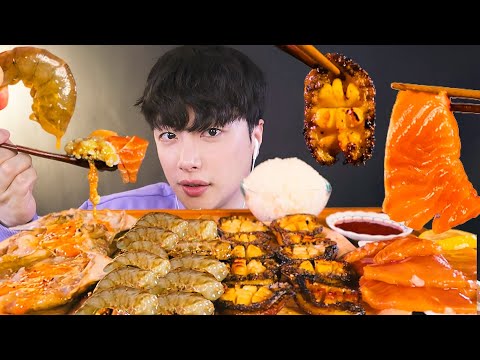 Видео: SUB) MUKBANG | Популярная корейская еда краб, лосось, креветки, морское ушко