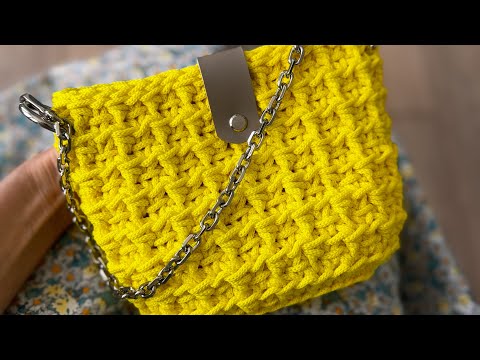 Видео: Вязание крючком. Вязаная сумка из полиэфирного шнура