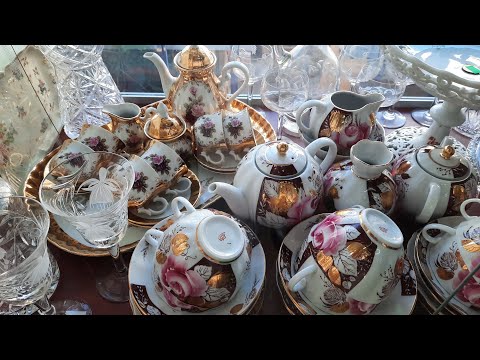 Видео: Красивые статуэтки и посуда в антикварном магазине на Почайной Киев.