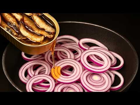 Видео: Возьмите сардины и лук. 🔥 Лучший рецепт бабушки за 5 минут.