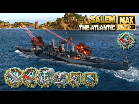 Видео: Cruiser Salem: перезарядка 3,4 секунды для большой игры - World of Warships