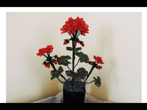 Видео: Герань из бисера Часть 2 / Beaded Geranium Part 2
