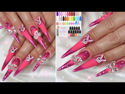 Видео: Как сделать: хромированный аэрограф Aura Stiletto Polygel Nails I Обзор гелевого лака для ногтей ...