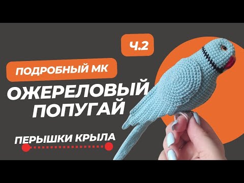 Видео: Мастер-класс для начинающих по вязанию птицы амигуруми. Ожереловый попугай крючком. Часть 2