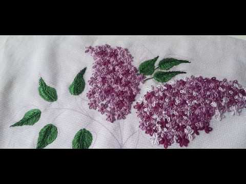 Видео: Как вышить сирень. Урок для начинающих. Stitch embroidery for beginners.