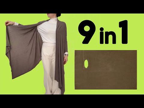 Видео: Разрезать за 5 минут! Носите в 9 разных стилях! Очень просто сшить красивый кардиган