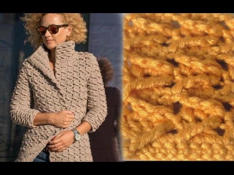 Видео: Шикарный узор крючком для стильного пальто.