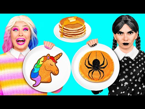 Видео: Творческий Челлендж с Блинчиками с Уэнсдей Аддамс от Fun Fun Challenge