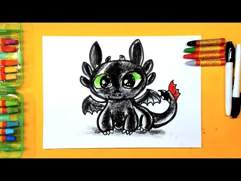 Видео: Дракон Ночная Фурия из мультика Как приручить дракона рисуем