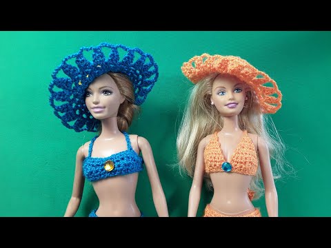 Видео: Шляпки с ажурными полями для Барби. Урок вязания. Barbie Crochet. Мастер-класс.