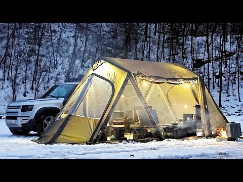 Видео: -15℃ Зимний кемпинг в снежных горах