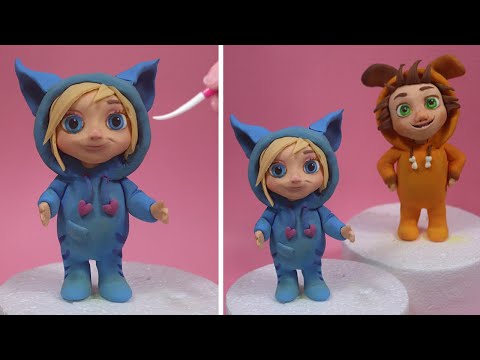 Видео: Как слепить Аву из "Дейв и Ава" из мастики или пластилина - топпер для торта