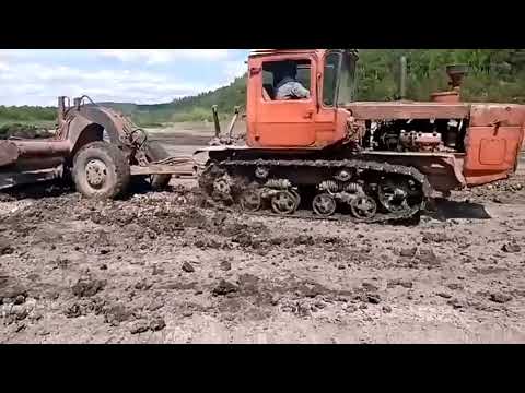 Видео: Дт-175с волгарь с редким прицепом Скрепер. Очистка пруда. Часть 8