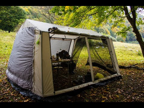 Видео: Тент Outventure Royal House v2 Tarp после трех лет использования.