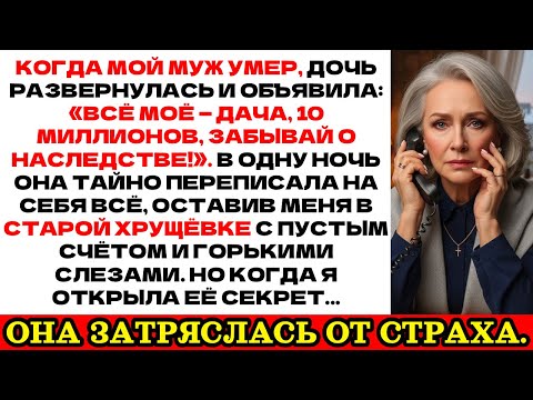 Видео: Муж умер, дочь забрала нашу дачу и 10 МИЛЛИОНОВ рублей. А мне досталась только СТАРАЯ хрущёвка...