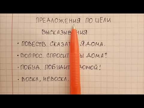 Видео: Предложения по цели высказывания – какие они бывают и как легко определять цель высказывания