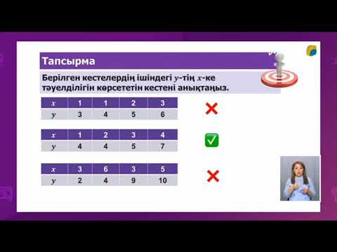Видео: 6-сынып. Шамалар арасындағы тәуелділік. Шамалар арасындағы тәуелділіктің кестемен берілуі