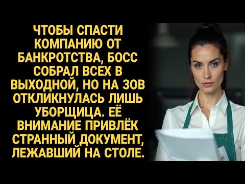 Видео: Босс созвал всех в выходной, чтобы спасти фирму. Явилась только уборщица, нашедшая странный документ