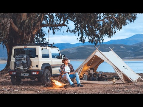 Видео: Одиночный кемпинг с Jimny у озера в Австралии｜Уютная палатка-А из парусины｜ASMR｜BLUETTI Elite 100v2