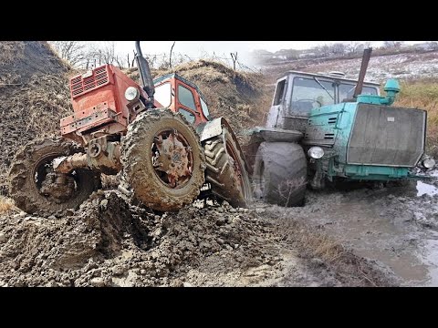 Видео: Трактора по бездорожью. Кировец, мтз, т-40, т-150 в грязи.