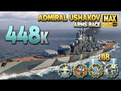 Видео: линкор Адмирал Ушаков: Гигантская игра на карте Петля - World of Warships