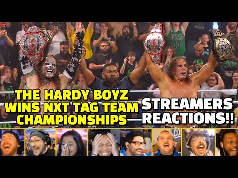 Видео: Hardy Boyz выигрывают титул командного чемпиона NXT Tag Team. Подборка реакций стримеров | NXT Sh...