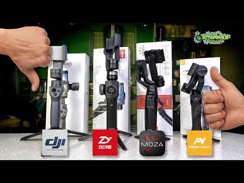 Видео: Сравнение стабилизаторов Moza Mini Mi vs  Zhiyun Smooth 4 vs Freevision Vilta M vs DJI Osmo Mobile 2