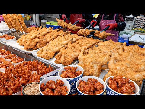Видео: Удивительно! популярная жареная курица на рынке / корейская уличная еда
