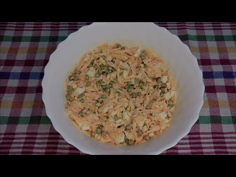 Видео: Чудовий і простий салат з моркви, яєць та зеленого гороху з часником