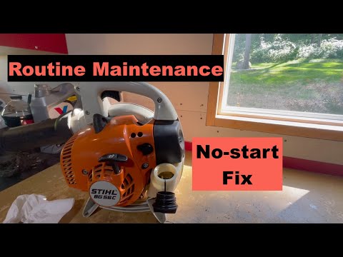 Видео: Воздуходувка Stihl BG 56 — плановое техническое обслуживание — устранение проблемы запуска