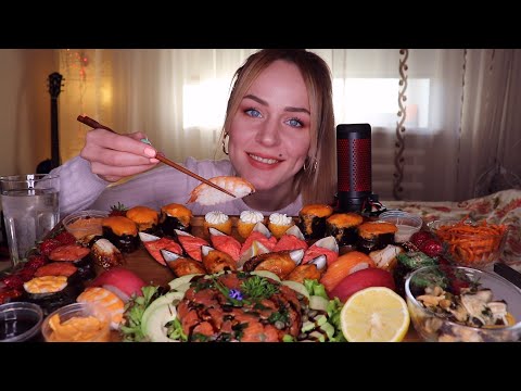 Видео: EATING |Гунканы, мидии, тар тар из лосося, суши | Gunkans, mussels, salmon tartar, sushi не MUKBANG