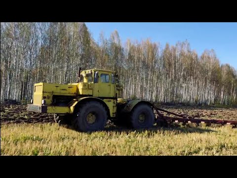 Видео: Работа К-701 с плугом ПЛН-8-40. Пашем зябь. Замена колеса на К-701.