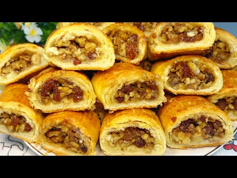 Видео: Вкуснее чем Пахлава!Ореховый рулет который тает во рту!Простой рецепт печенья с Начинкой к чаю!