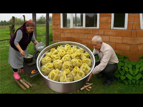 Видео: Бабушка готовит традиционные азербайджанские манты в горах | Деревенская жизнь и природа