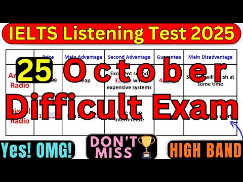 Видео: ОЧЕНЬ СЛОЖНЫЙ ЭКЗАМЕН 25 ОКТЯБРЯ 2025 ГОДА ТЕСТ IELTS ПО АУДИРОВАНИЮ С ОТВЕТАМИ | СЛОЖНЫЙ IELTS