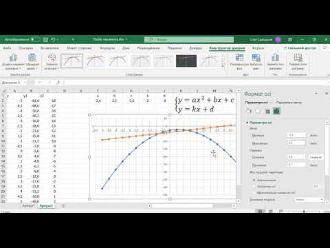 Видео: MS Excel, розв'язання системи рівнянь графічним методом, аналіз даних, підбір параметру