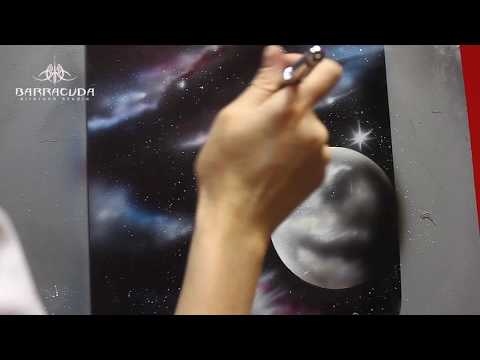 Видео: Первая картина аэрографом.  Космос. Airbrush доступная аэрография