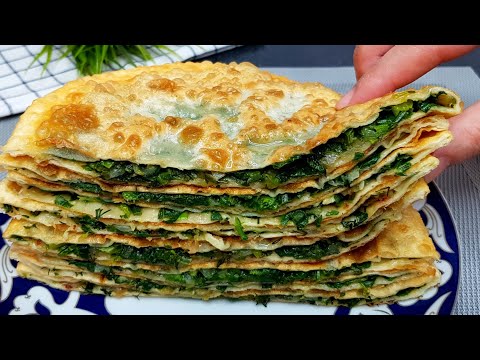 Видео: Мука+Вода и Зелень!!! ВКУСНЕЕ  ВСЯКИХ ЧЕБУРЕКОВ‼Потрясающее лепёшки с зеленью