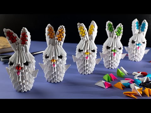 Видео: Как сделать бумажного зайчика из модулей [Модульное оригами]