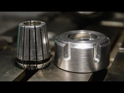 Видео: Изготовление гайки для цангового патрона ER 32 в шпинделе на токарном ТВ-7М и фрезерном НГФ 110