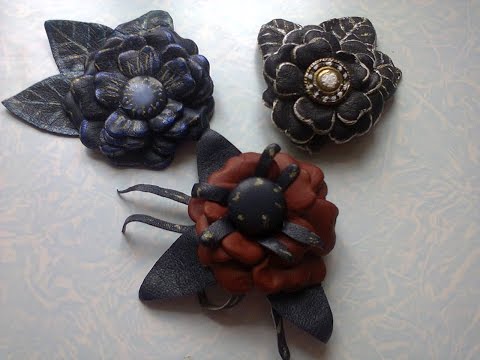 Видео: Как сделать цветок из кожи. How to make a flower out of the leather .