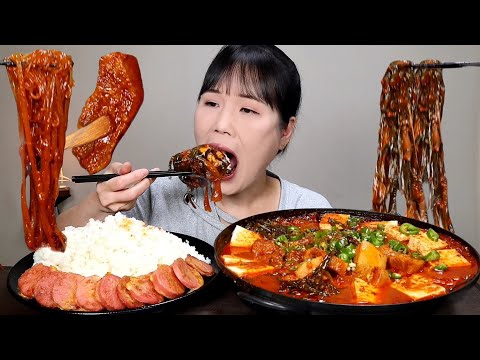 Видео: мукбанг, пряный, кимчи.