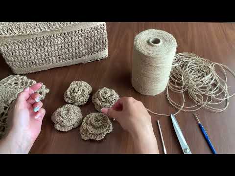 Видео: Роза из джута крючком, легко и просто.