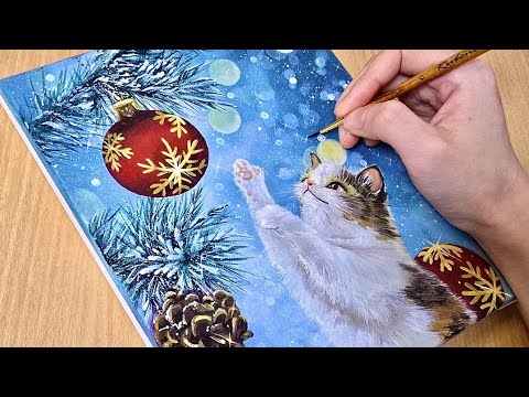 Видео: Картина с рождественской атмосферой/акриловая картина/исцеляющая картина
